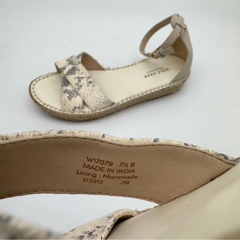 Cole Haan Espadrille White Gray Snake Sandal Size 7.5 B
